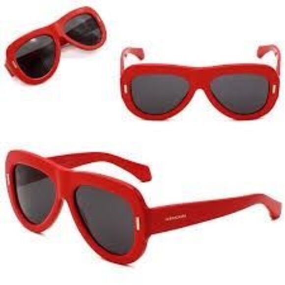 Ferragamo Wide Aviator Sunglasses Bright Red Full Rim Plastic Frame SF2029SE NEW main image 11